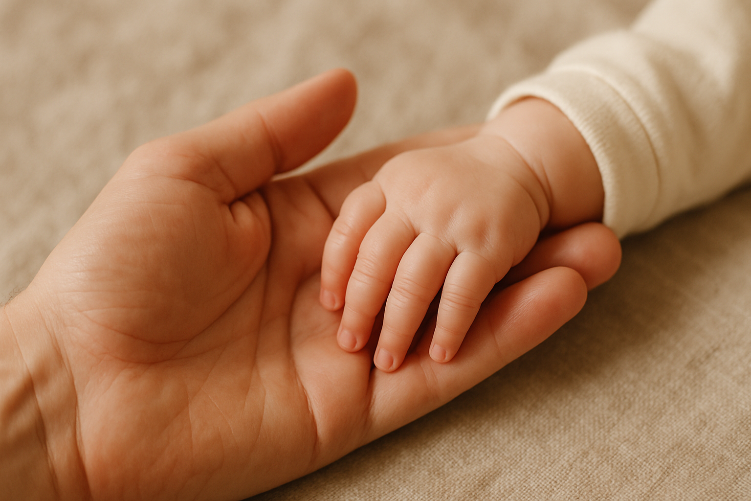 adult hand hold baby hand